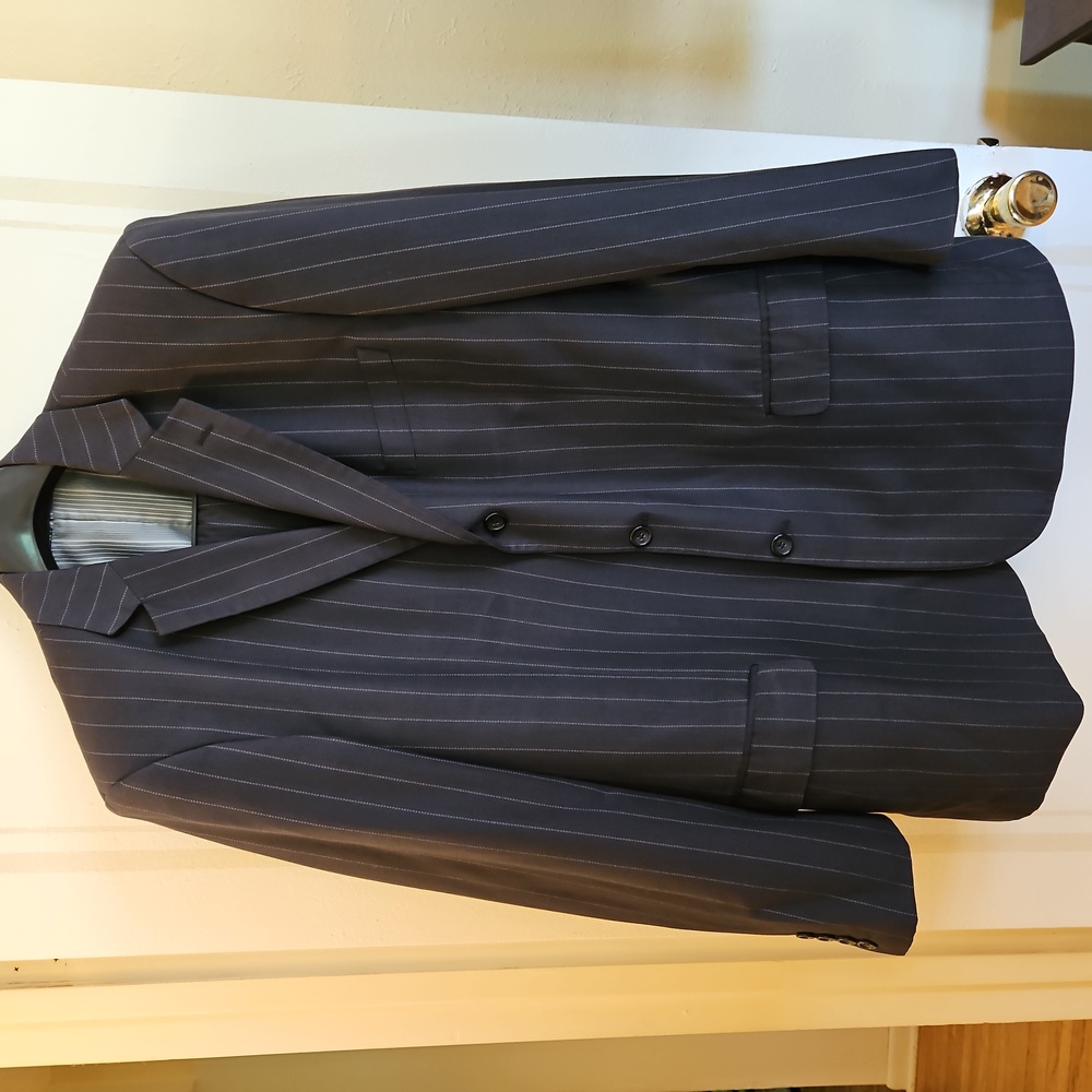 42R Gray Caravelli Pinstripe 3-button 3-piece Men's Suit